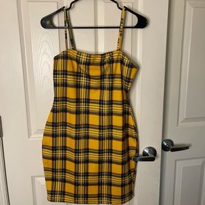 Yellow Plaid Pinafore Dress
